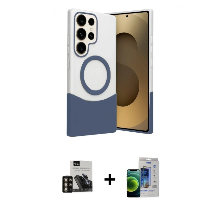 MARSİLYAN™- Galaxy S23 Ultra Kılıf Kozmos Form Özel Seri - Siyah Durable Full Glue Curved Cam + Gold PVD Metal Kamera Lens