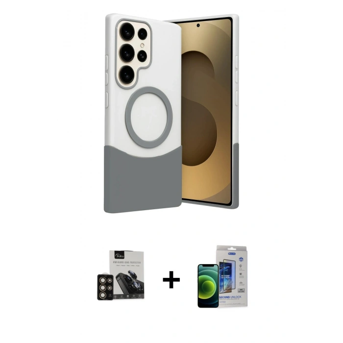MARSİLYAN™- Galaxy S23 Ultra Kılıf Kozmos Form Özel Seri - Siyah Durable Full Glue Curved Cam + Gold PVD Metal Kamera Lens