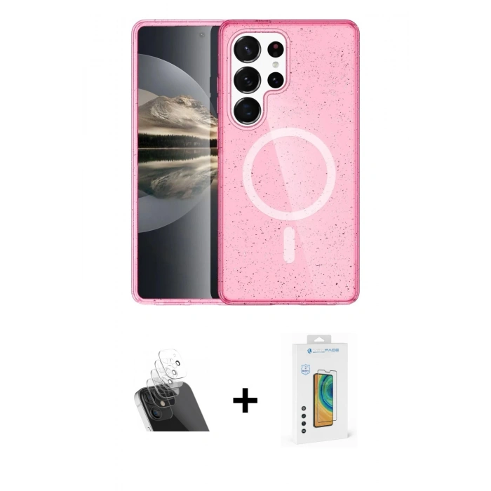 MARSİLYAN™- Galaxy S23 Ultra Kılıf Nova Asil Prime - Şeffaf Polymer Nano Ekran Koruyucu + Kamera Lens Koruma Cam - SF