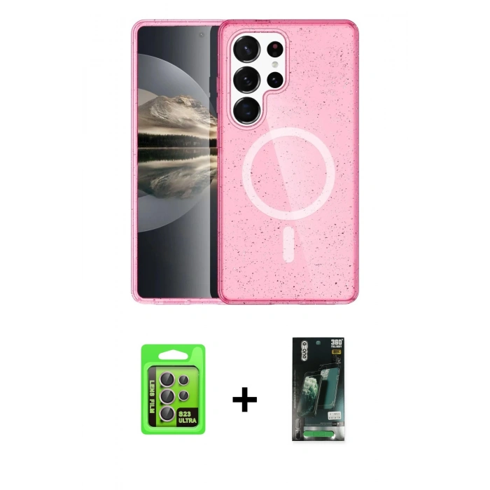 MARSİLYAN™- Galaxy S23 Ultra Kılıf Nova Asil Prime - Siyah 360 Mat Full Body Arka Koruyucu + Raze Metal Kamera Lens - LA
