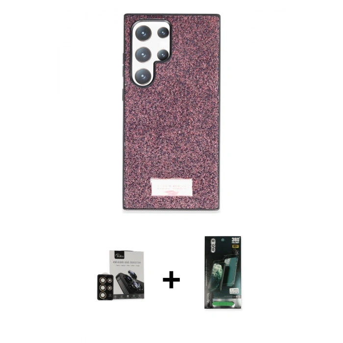 MARSİLYAN™- Galaxy S23 Ultra Kılıf Vadi Klasik Serisi - Şeffaf 360 Full Body Arka Koruyucu + PVD Metal Kamera Lens - GD