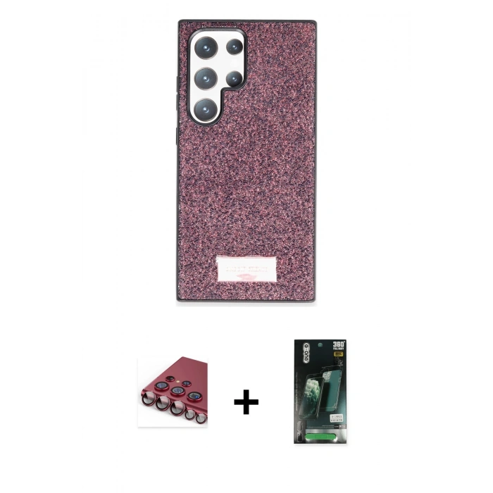 MARSİLYAN™- Galaxy S23 Ultra Kılıf Vadi Klasik Serisi - Şeffaf 360 Full Body Arka Koruyucu + Valdez Metal Kamera Lens - KI