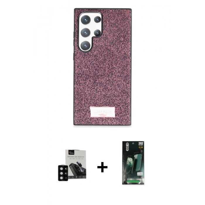 MARSİLYAN™- Galaxy S23 Ultra Kılıf Vadi Klasik Serisi - Şeffaf 360 Full Body Arka Koruyucu + PVD Metal Kamera Lens - SH
