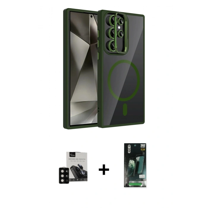 MARSİLYAN™- Galaxy S23 Ultra Kılıf Yadigar Asil Koleksiyonu - Şeffaf 360 Full Body Arka Koruyucu + PVD Metal Kamera Lens - SH
