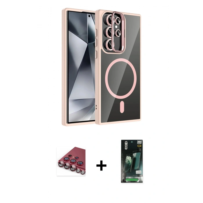 MARSİLYAN™- Galaxy S23 Ultra Kılıf Yadigar Asil Koleksiyonu - Siyah 360 Mat Full Body Arka Koruyucu + Valdez Metal Kamera Lens - KI