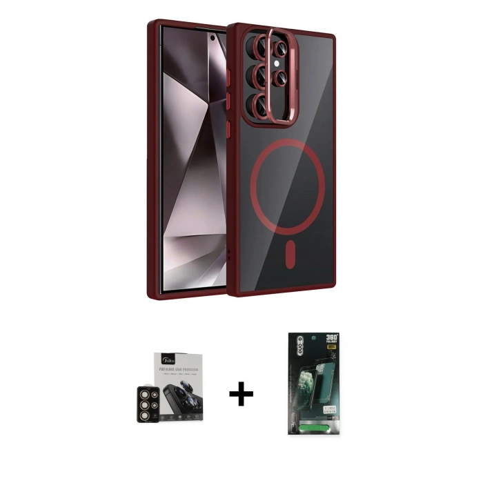 MARSİLYAN™- Galaxy S23 Ultra Kılıf Yadigar Asil Koleksiyonu - Siyah 360 Mat Full Body Arka Koruyucu + PVD Metal Kamera Lens - GD