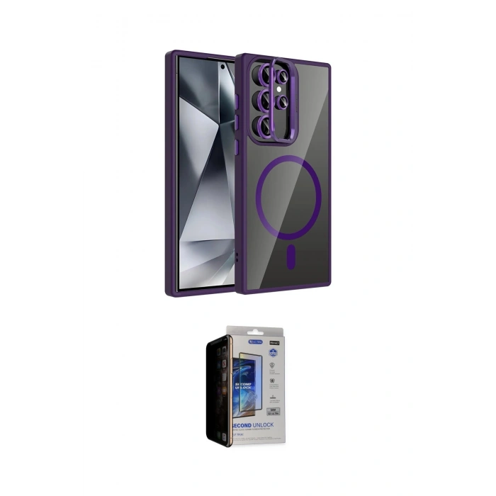 MARSİLYAN™- Galaxy S23 Ultra Kılıf Yadigar Asil Koleksiyonu - Siyah Durable Full Glue Curved Hayalet Cam