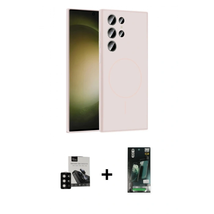 MARSİLYAN™- Galaxy S23 Ultra Kılıf Yankı Form Serisi - Siyah 360 Mat Full Body Arka Koruyucu + PVD Metal Kamera Lens - SH