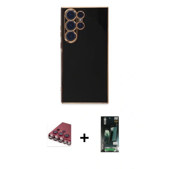 MARSİLYAN™- Galaxy S23 Ultra Kılıf Yankı Serisi - Şeffaf 360 Full Body Arka Koruyucu + Valdez Metal Kamera Lens - KI