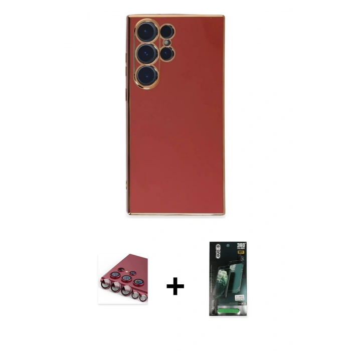 MARSİLYAN™- Galaxy S23 Ultra Kılıf Yankı Serisi - Şeffaf 360 Full Body Arka Koruyucu + Valdez Metal Kamera Lens - KI
