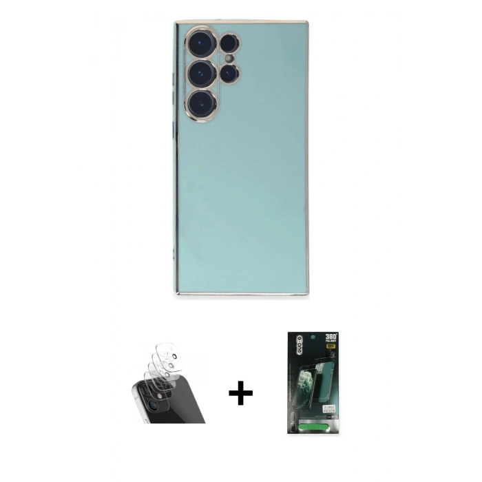 MARSİLYAN™- Galaxy S23 Ultra Kılıf Yankı Serisi - Şeffaf 360 Full Body Arka Koruyucu + Kamera Lens Koruma Cam - SF