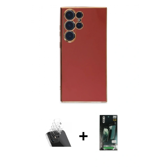 MARSİLYAN™- Galaxy S23 Ultra Kılıf Yankı Serisi - Şeffaf 360 Full Body Arka Koruyucu + Kamera Lens Koruma Cam - SF