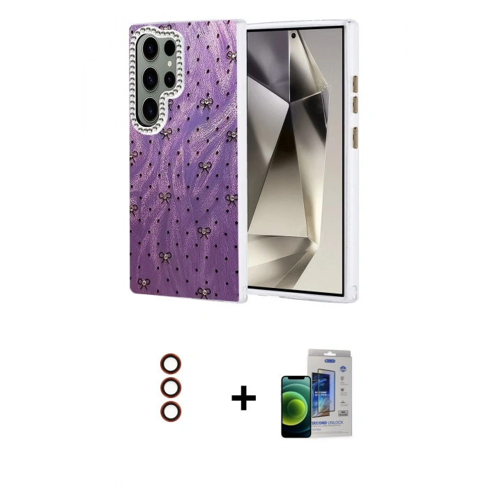 MARSİLYAN™- Galaxy S23 Ultra Kılıf Zirve Modern Prime - Siyah Durable Full Glue Curved Cam + Metal Kamera Lens - KI
