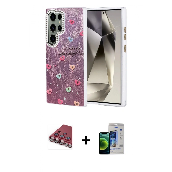 MARSİLYAN™- Galaxy S23 Ultra Kılıf Zirve Modern Prime - Siyah Durable Full Glue Curved Cam + Valdez Metal Kamera Lens - KI