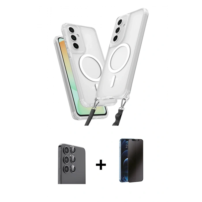 MARSİLYAN™- Galaxy S24 FE Kılıf Atlas Doku Koleksiyonu - Siyah 3D Antistatik Hayalet Cam Ekran Koruyucu + Raze Metal Kamera Lens - SH