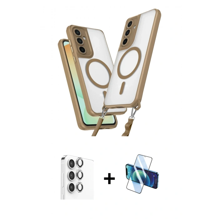 MARSİLYAN™- Galaxy S24 FE Kılıf Atlas Doku Koleksiyonu - Siyah 3D Antistatik Seramik Nano Ekran Koruyucu + Raze Metal Kamera Lens - GI