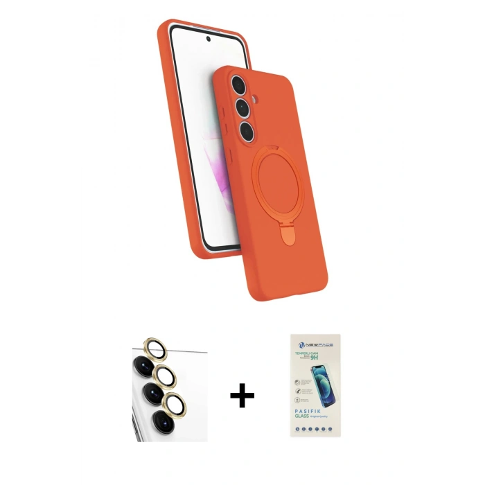MARSİLYAN™- Galaxy S24 FE Kılıf İz Işık Koleksiyonu - Şeffaf Pasifik Cam Ekran Koruyucu + Raze Metal Kamera Lens - SI
