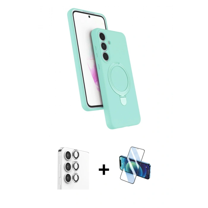 MARSİLYAN™- Galaxy S24 FE Kılıf İz Işık Koleksiyonu - Siyah 3D Antistatik Seramik Nano Ekran Koruyucu + Raze Metal Kamera Lens - GI