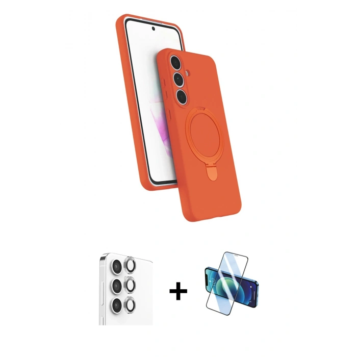 MARSİLYAN™- Galaxy S24 FE Kılıf İz Işık Koleksiyonu - Siyah 3D Antistatik Seramik Nano Ekran Koruyucu + Raze Metal Kamera Lens - GI