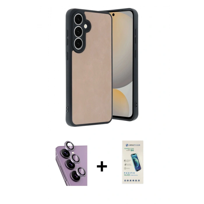 MARSİLYAN™- Galaxy S24 FE Kılıf Kıvılcım Işık Serisi - Şeffaf Pasifik Cam Ekran Koruyucu + Raze Metal Kamera Lens - MR