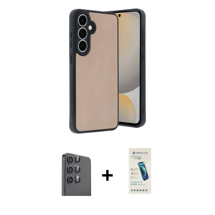 MARSİLYAN™- Galaxy S24 FE Kılıf Kıvılcım Işık Serisi - Şeffaf Pasifik Cam Ekran Koruyucu + Raze Metal Kamera Lens - SH