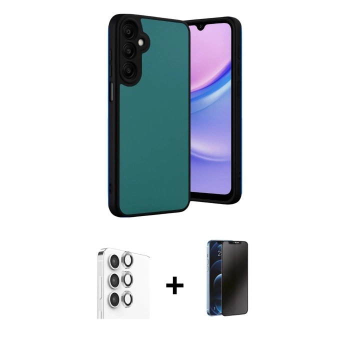 MARSİLYAN™- Galaxy S24 FE Kılıf Kıvılcım Işık Serisi - Siyah 3D Antistatik Hayalet Cam Ekran Koruyucu + Raze Metal Kamera Lens - GI
