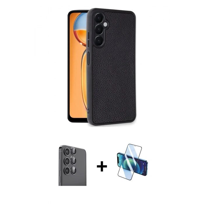 MARSİLYAN™- Galaxy S24 FE Kılıf Kıvılcım Işık Serisi - Siyah 3D Antistatik Seramik Nano Ekran Koruyucu + Raze Metal Kamera Lens - SH