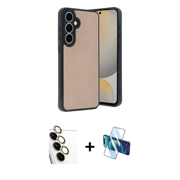 MARSİLYAN™- Galaxy S24 FE Kılıf Kıvılcım Işık Serisi - Siyah 3D Antistatik Seramik Nano Ekran Koruyucu + Raze Metal Kamera Lens - SI