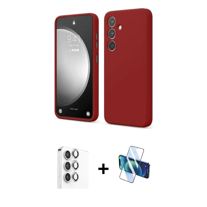 MARSİLYAN™- Galaxy S24 FE Kılıf Kozmos Yansıma Özel Seri - Siyah 3D Antistatik Seramik Nano Ekran Koruyucu + Raze Metal Kamera Lens - GI