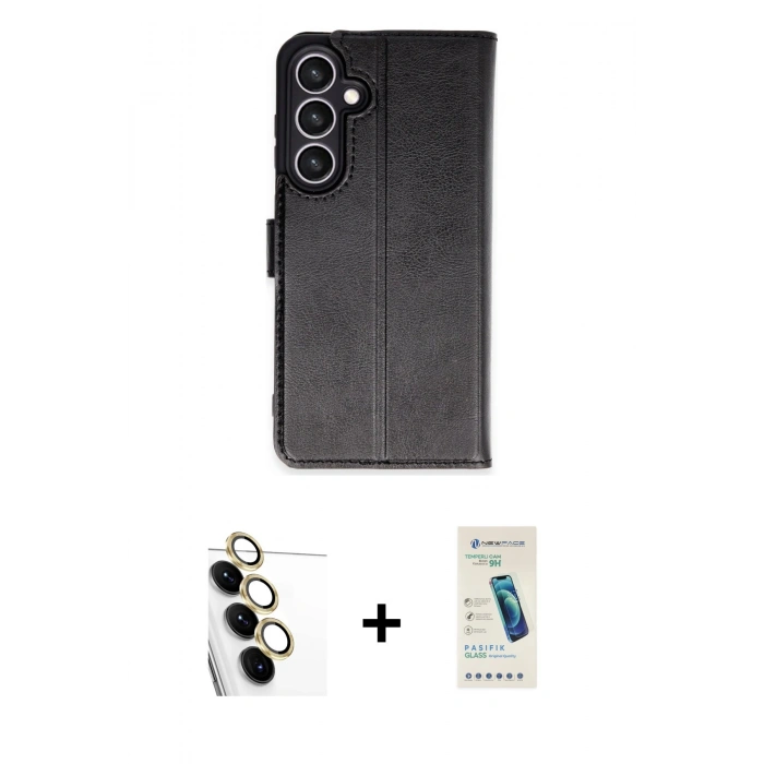 MARSİLYAN™- Galaxy S24 FE Kılıf Siluet Işık Serisi - Şeffaf Pasifik Cam Ekran Koruyucu + Raze Metal Kamera Lens - SI