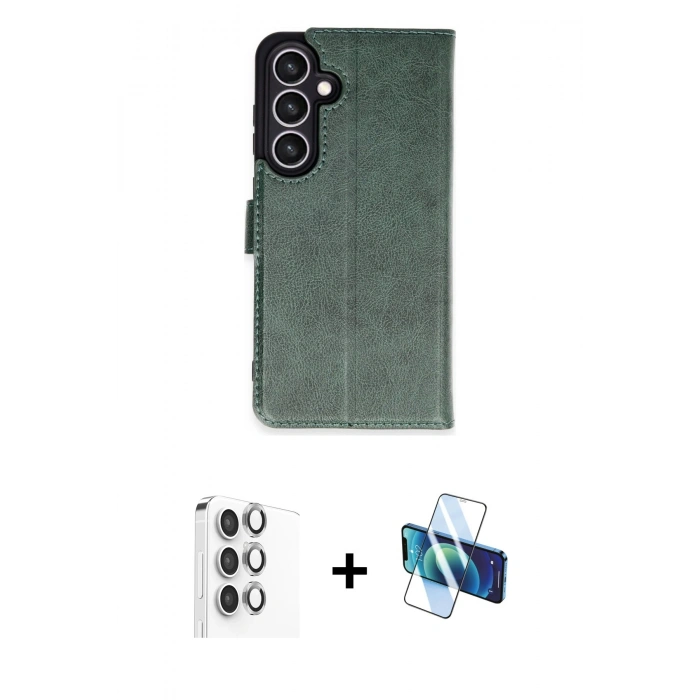 MARSİLYAN™- Galaxy S24 FE Kılıf Siluet Işık Serisi - Siyah 3D Antistatik Seramik Nano Ekran Koruyucu + Raze Metal Kamera Lens - GI