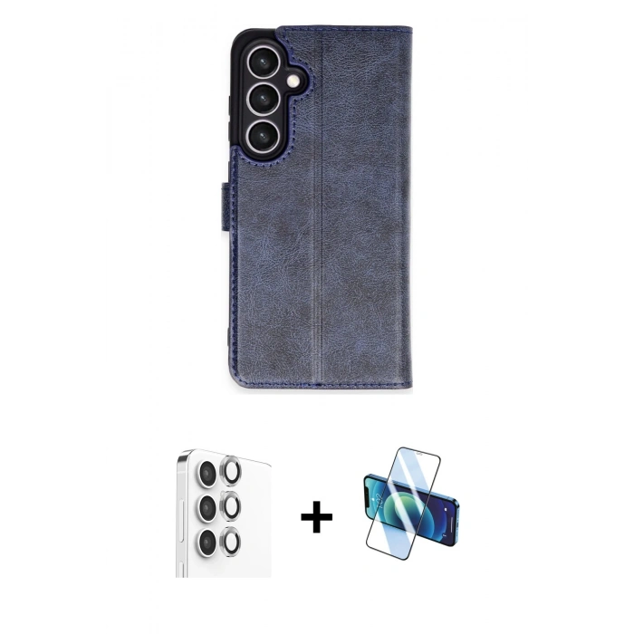 MARSİLYAN™- Galaxy S24 FE Kılıf Siluet Işık Serisi - Siyah 3D Antistatik Seramik Nano Ekran Koruyucu + Raze Metal Kamera Lens - GI