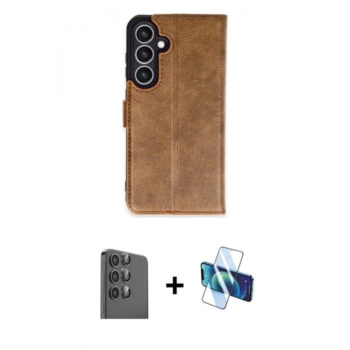 MARSİLYAN™- Galaxy S24 FE Kılıf Siluet Işık Serisi - Siyah 3D Antistatik Seramik Nano Ekran Koruyucu + Raze Metal Kamera Lens - SH
