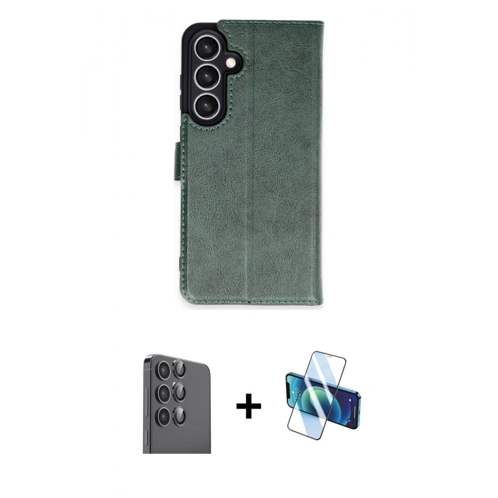 MARSİLYAN™- Galaxy S24 FE Kılıf Siluet Işık Serisi - Siyah 3D Antistatik Seramik Nano Ekran Koruyucu + Raze Metal Kamera Lens - SH
