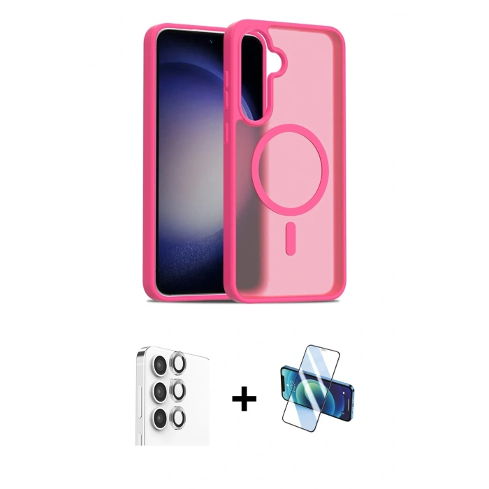MARSİLYAN™- Galaxy S24 FE Kılıf Siluet Minimal Prime - Siyah 3D Antistatik Seramik Nano Ekran Koruyucu + Raze Metal Kamera Lens - GI