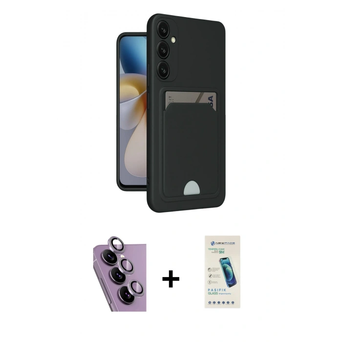 MARSİLYAN™- Galaxy S24 FE Kılıf Vadi Çizgi Prime - Şeffaf Pasifik Cam Ekran Koruyucu + Raze Metal Kamera Lens - MR