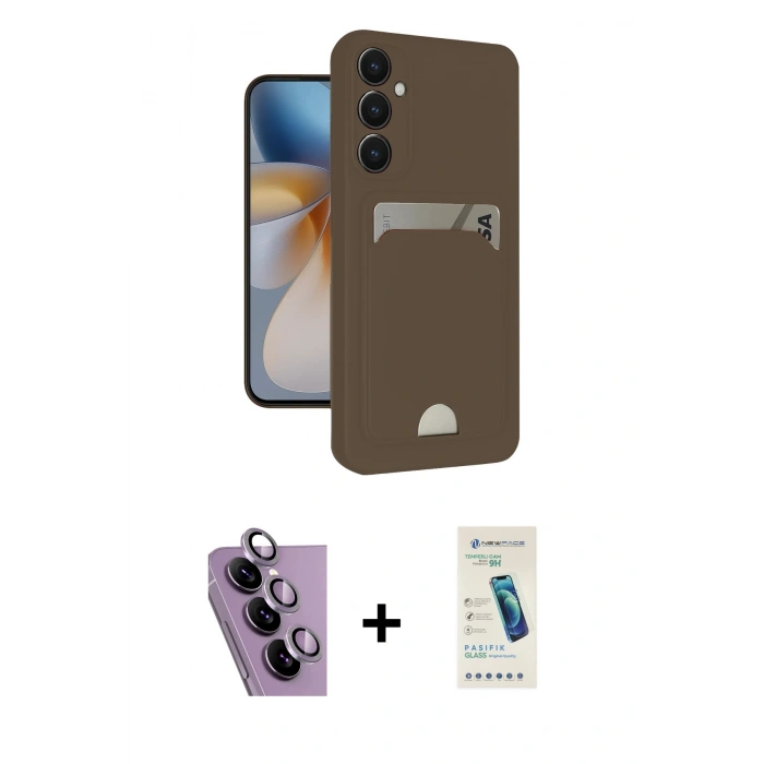 MARSİLYAN™- Galaxy S24 FE Kılıf Vadi Çizgi Prime - Şeffaf Pasifik Cam Ekran Koruyucu + Raze Metal Kamera Lens - MR