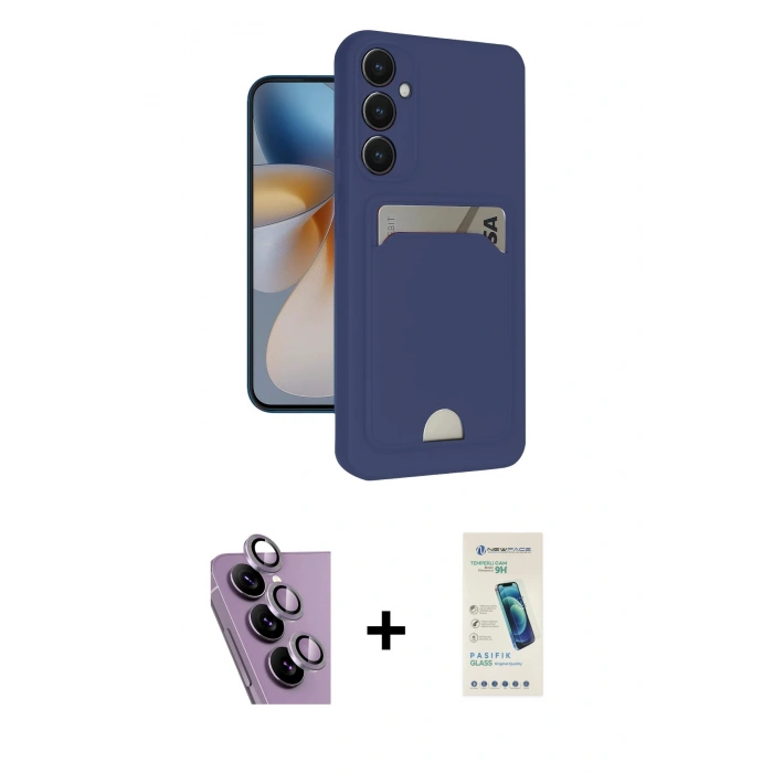 MARSİLYAN™- Galaxy S24 FE Kılıf Vadi Çizgi Prime - Şeffaf Pasifik Cam Ekran Koruyucu + Raze Metal Kamera Lens - MR