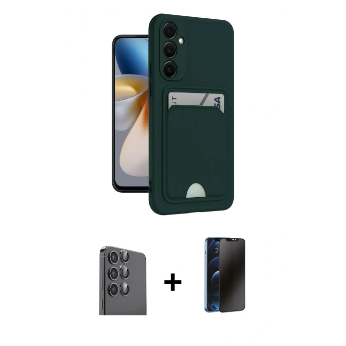 MARSİLYAN™- Galaxy S24 FE Kılıf Vadi Çizgi Prime - Siyah 3D Antistatik Hayalet Cam Ekran Koruyucu + Raze Metal Kamera Lens - SH