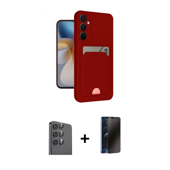 MARSİLYAN™- Galaxy S24 FE Kılıf Vadi Çizgi Prime - Siyah 3D Antistatik Hayalet Cam Ekran Koruyucu + Raze Metal Kamera Lens - SH