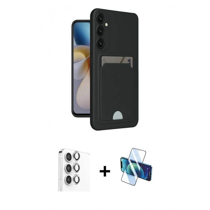 MARSİLYAN™- Galaxy S24 FE Kılıf Vadi Çizgi Prime - Siyah 3D Antistatik Seramik Nano Ekran Koruyucu + Raze Metal Kamera Lens - GI