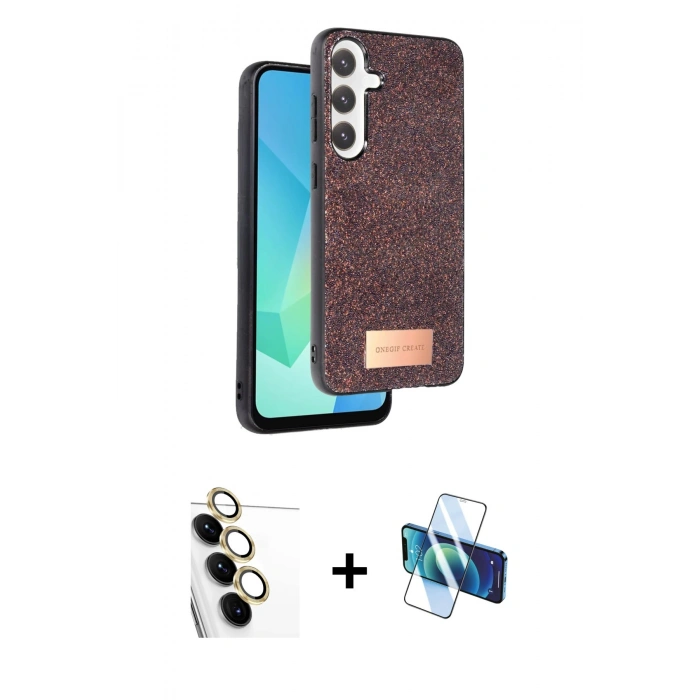 MARSİLYAN™- Galaxy S24 FE Kılıf Vadi Klasik Serisi - Siyah 3D Antistatik Seramik Nano Ekran Koruyucu + Raze Metal Kamera Lens - SI