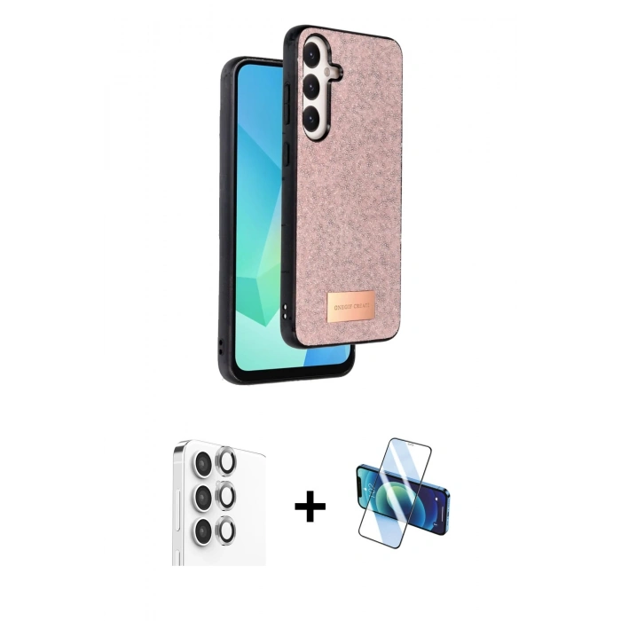MARSİLYAN™- Galaxy S24 FE Kılıf Vadi Klasik Serisi - Siyah 3D Antistatik Seramik Nano Ekran Koruyucu + Raze Metal Kamera Lens - GI