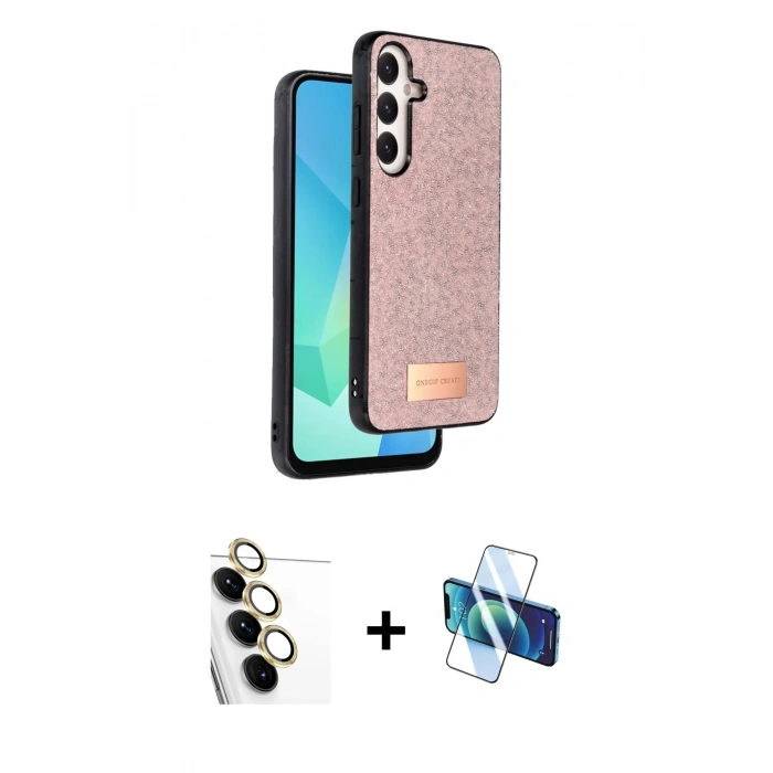 MARSİLYAN™- Galaxy S24 FE Kılıf Vadi Klasik Serisi - Siyah 3D Antistatik Seramik Nano Ekran Koruyucu + Raze Metal Kamera Lens - SI