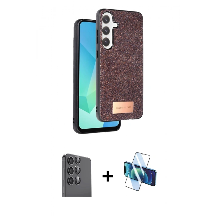 MARSİLYAN™- Galaxy S24 FE Kılıf Vadi Klasik Serisi - Siyah 3D Antistatik Seramik Nano Ekran Koruyucu + Raze Metal Kamera Lens - SH