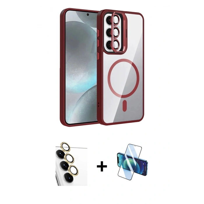 MARSİLYAN™- Galaxy S24 FE Kılıf Yadigar Asil Koleksiyonu - Siyah 3D Antistatik Seramik Nano Ekran Koruyucu + Raze Metal Kamera Lens - SI