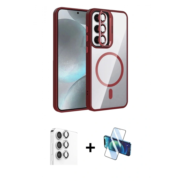 MARSİLYAN™- Galaxy S24 FE Kılıf Yadigar Asil Koleksiyonu - Siyah 3D Antistatik Seramik Nano Ekran Koruyucu + Raze Metal Kamera Lens - GI