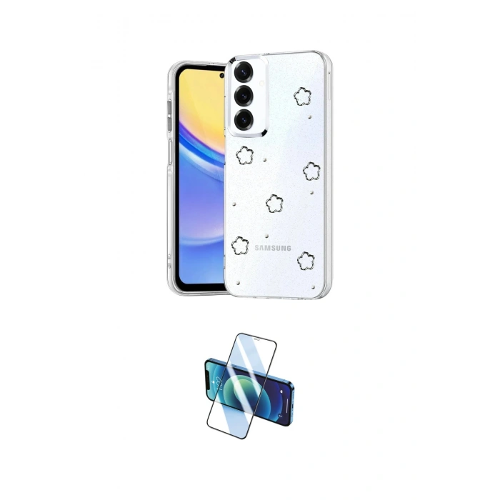 MARSİLYAN™- Galaxy S24 FE Kılıf Yörünge Form - Siyah 3D Antistatik Cam Ekran Koruyucu