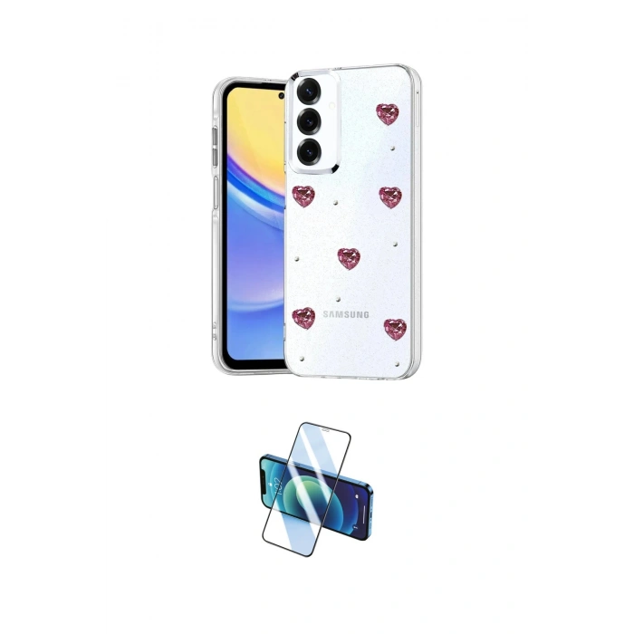 MARSİLYAN™- Galaxy S24 FE Kılıf Yörünge Form - Siyah 3D Antistatik Cam Ekran Koruyucu