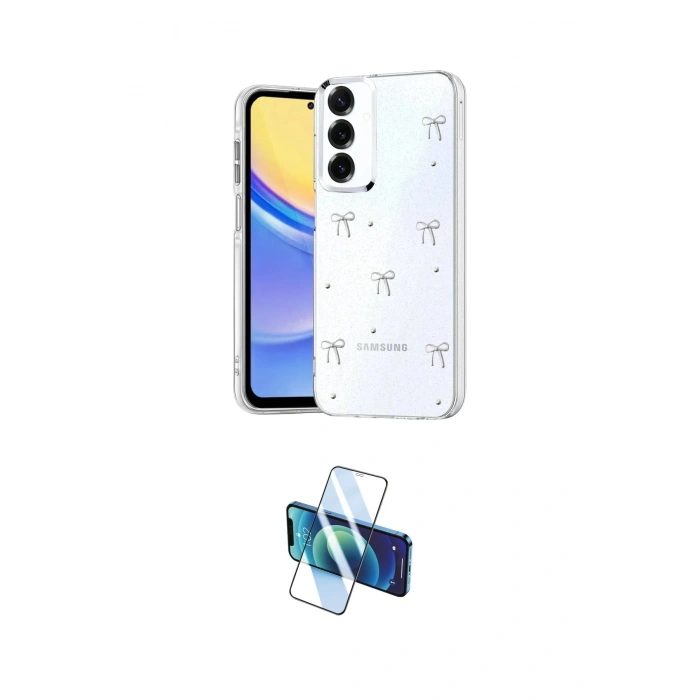 MARSİLYAN™- Galaxy S24 FE Kılıf Yörünge Form - Siyah 3D Antistatik Cam Ekran Koruyucu
